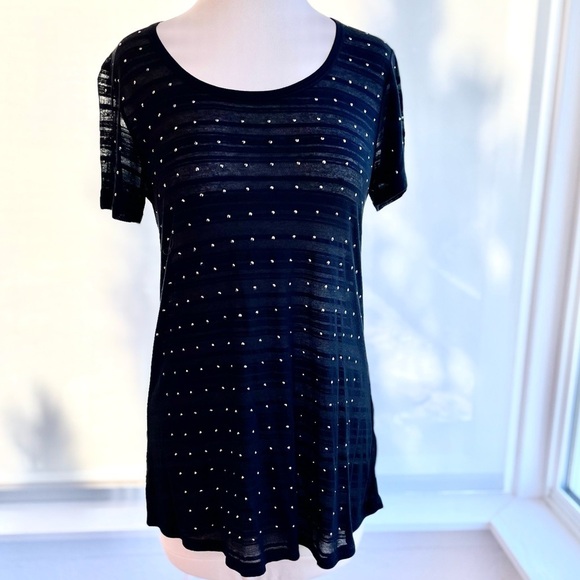 Vocal USA Embellished Short Sleeve T-Shirt Black, Size S  NWT - Picture 1 of 8